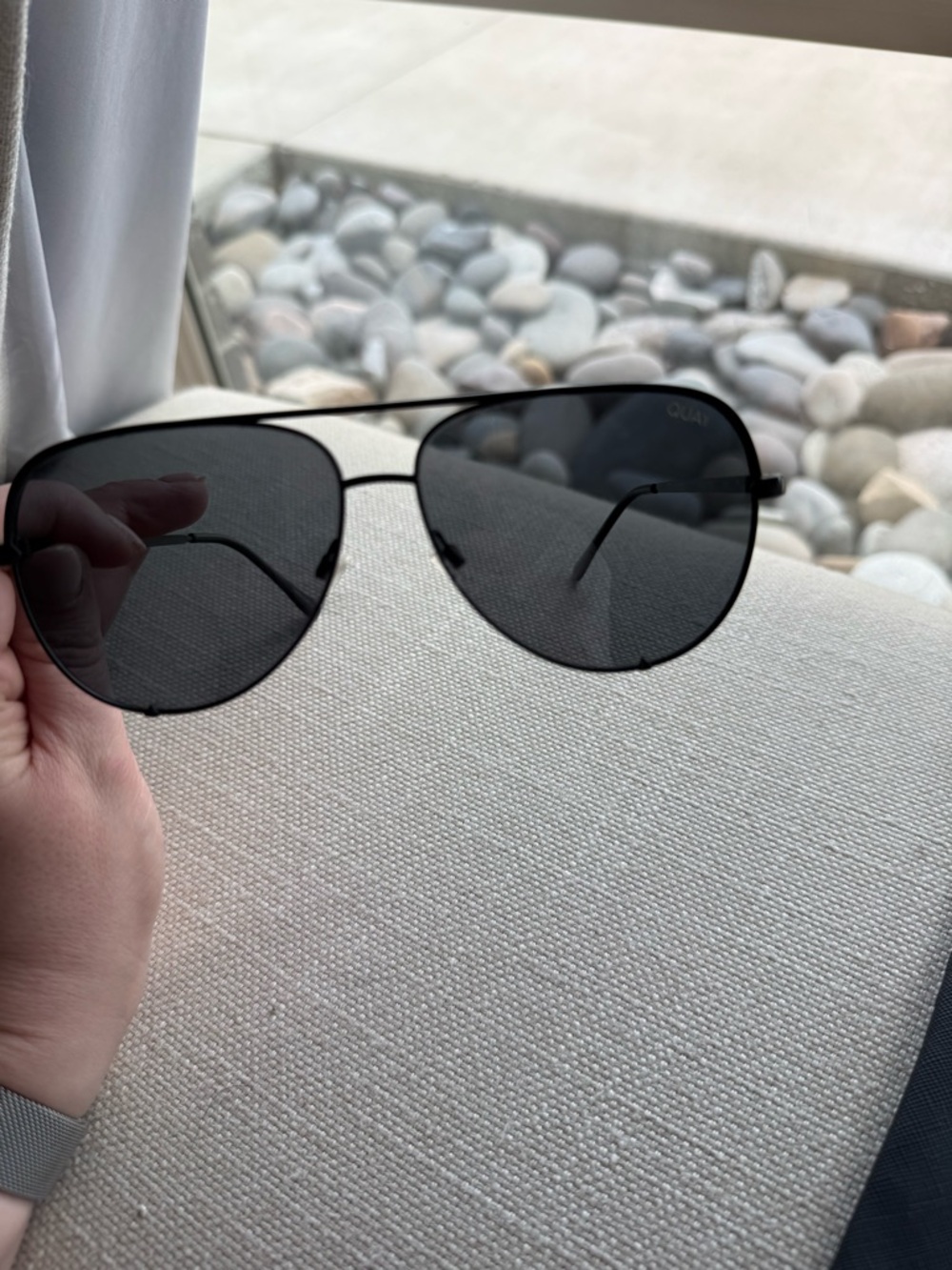 Quay Australia Black Aviator Sunglasses with Dark Lenses